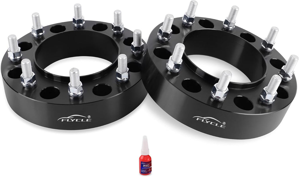 FLYCLE 8x200 Hubcentric Wheel Spacers, 2 inch 8x200mm Wheel Spacer M14x1.5 Studs & 142mm Hub Bore for Front Wheels 2005-2025 F350 Super Duty DRW, 2019-2025 Ram 3500 DRW