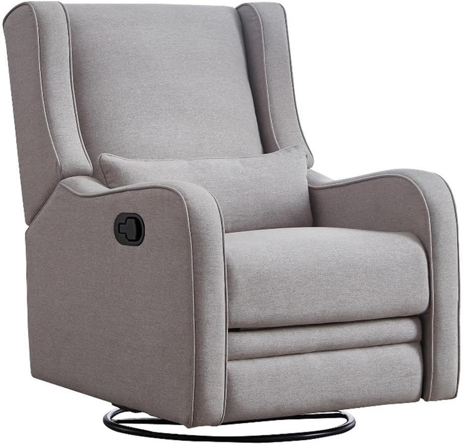 Pemberly Row Premium Fabric Glider Manual Recliner Nursery Rocking Chair for Living Room, Kids Room, Rocker Swivel Recliner with USB Port in Gray