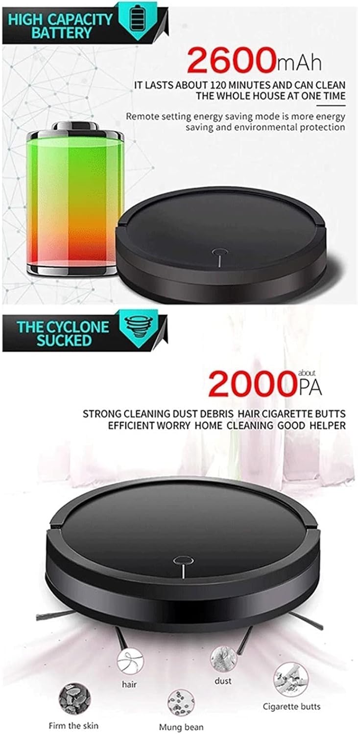 Robot Vacuum Cleaner, Super-Thin, 2000Pa Suction, Boundary Strips Included, Quiet, Self-Charging Robotic Vacuum Cleaner, Cleans Hard Floors to Medium-Pile Carpets