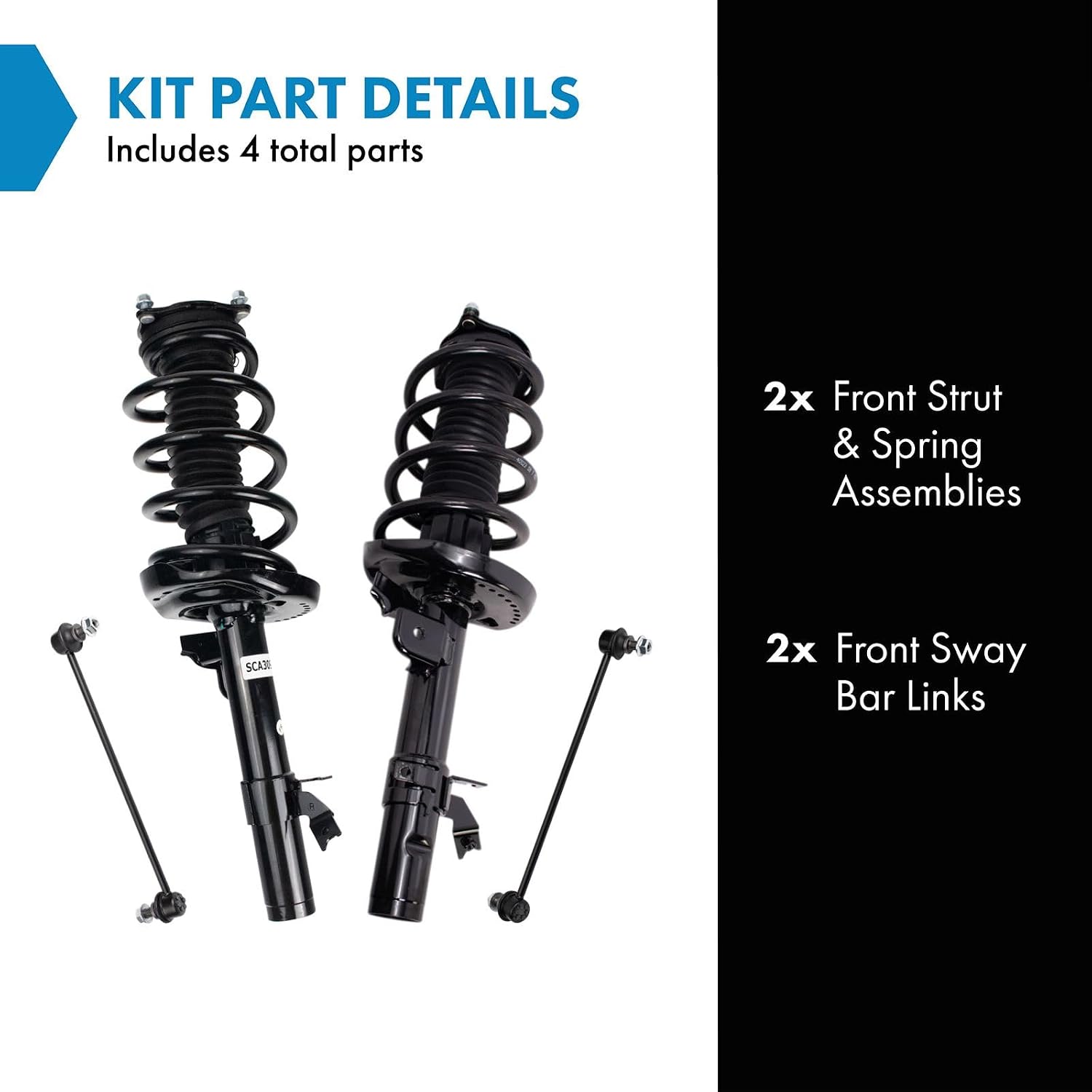 TRQ Front Suspension Kit Complete Strut & Coil Spring Assembly Sway Bar Stabilizer Link for 2014-2020 Acura MDX