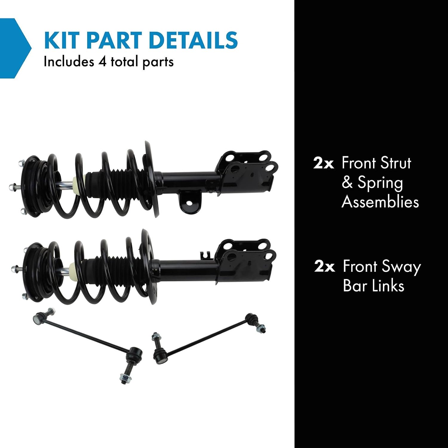 TRQ Front Suspension Kit Complete Strut & Coil Spring Assembly Sway Bar Stabilizer Link Compatible with 2013-2017 Ford Taurus