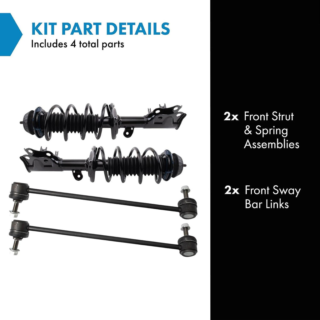 TRQ Front Suspension Kit Strut Coil Spring Assembly Sway Bar Link Compatible with 2016-2022 Honda HR-V