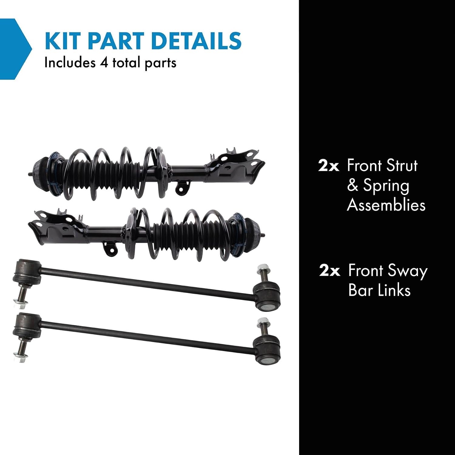 TRQ Front Suspension Kit Strut Coil Spring Assembly Sway Bar Link Compatible with 2016-2022 Honda HR-V