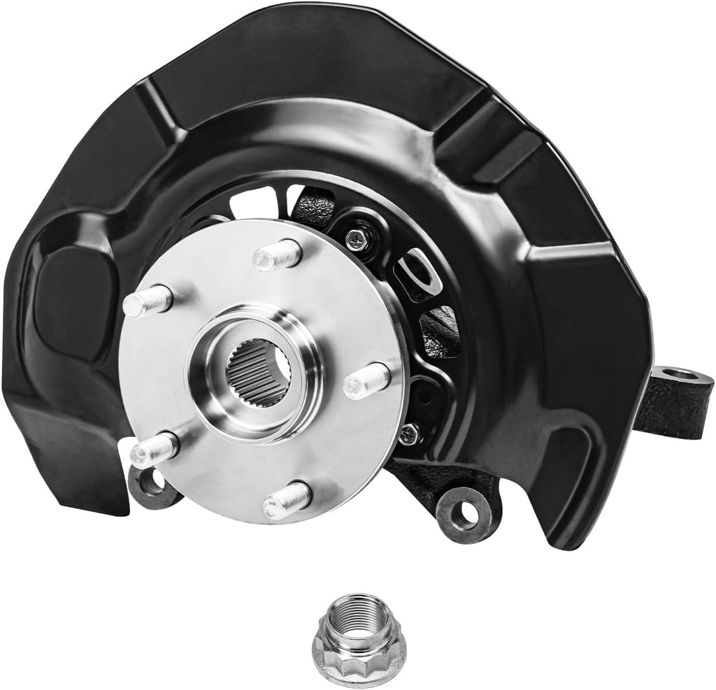 Detroit Axle - FWD Front Right Steering Knuckle for 04-07 Toyota Highlander 3.3L, Passenger Side Steering Knuckle & Wheel Bearing Hub Assembly 2004 2005 2006 2007 Replacement