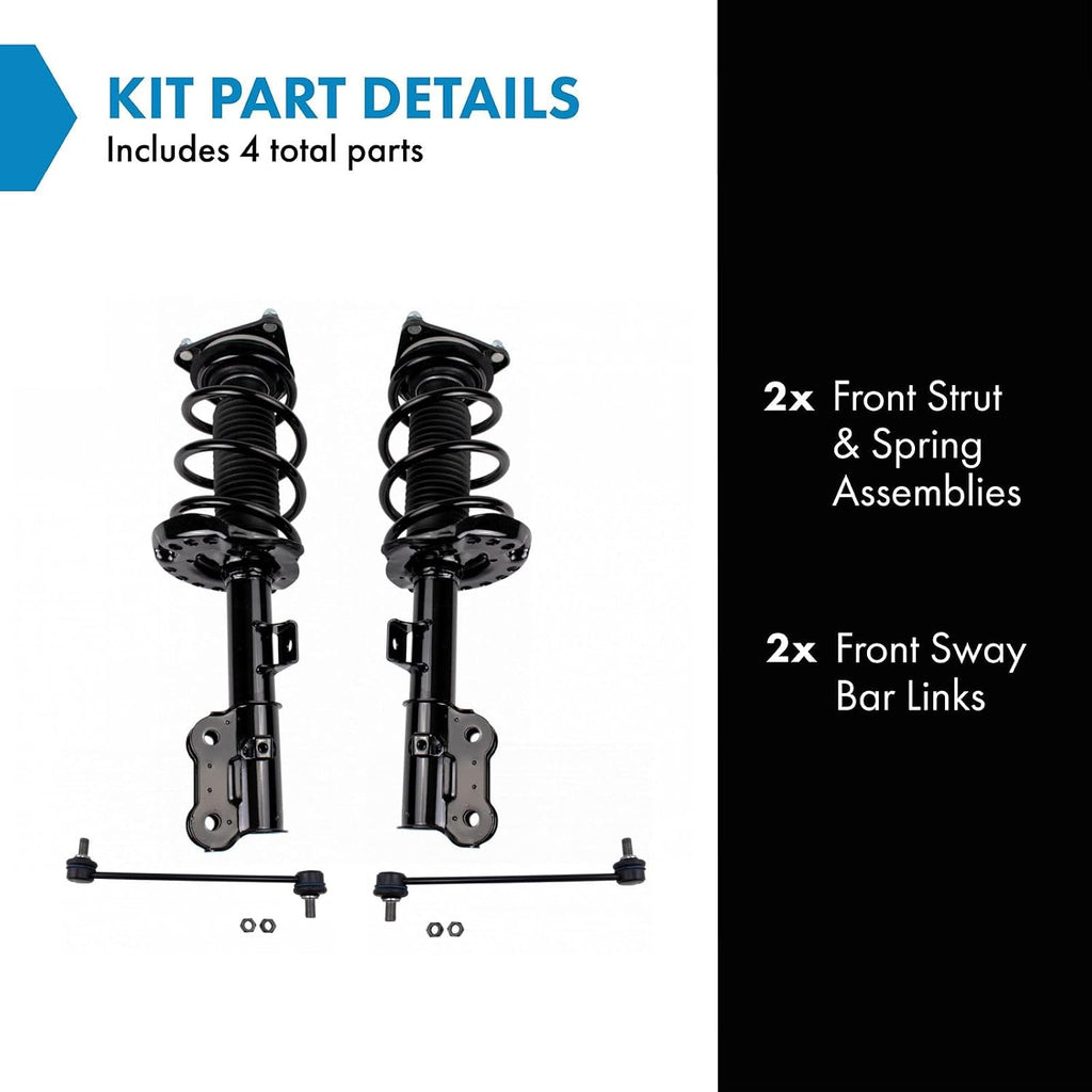 TRQ Front Suspension Kit Complete Strut & Coil Spring Assembly Sway Bar Stabilizer Link Compatible with 2014-2019 Kia Soul