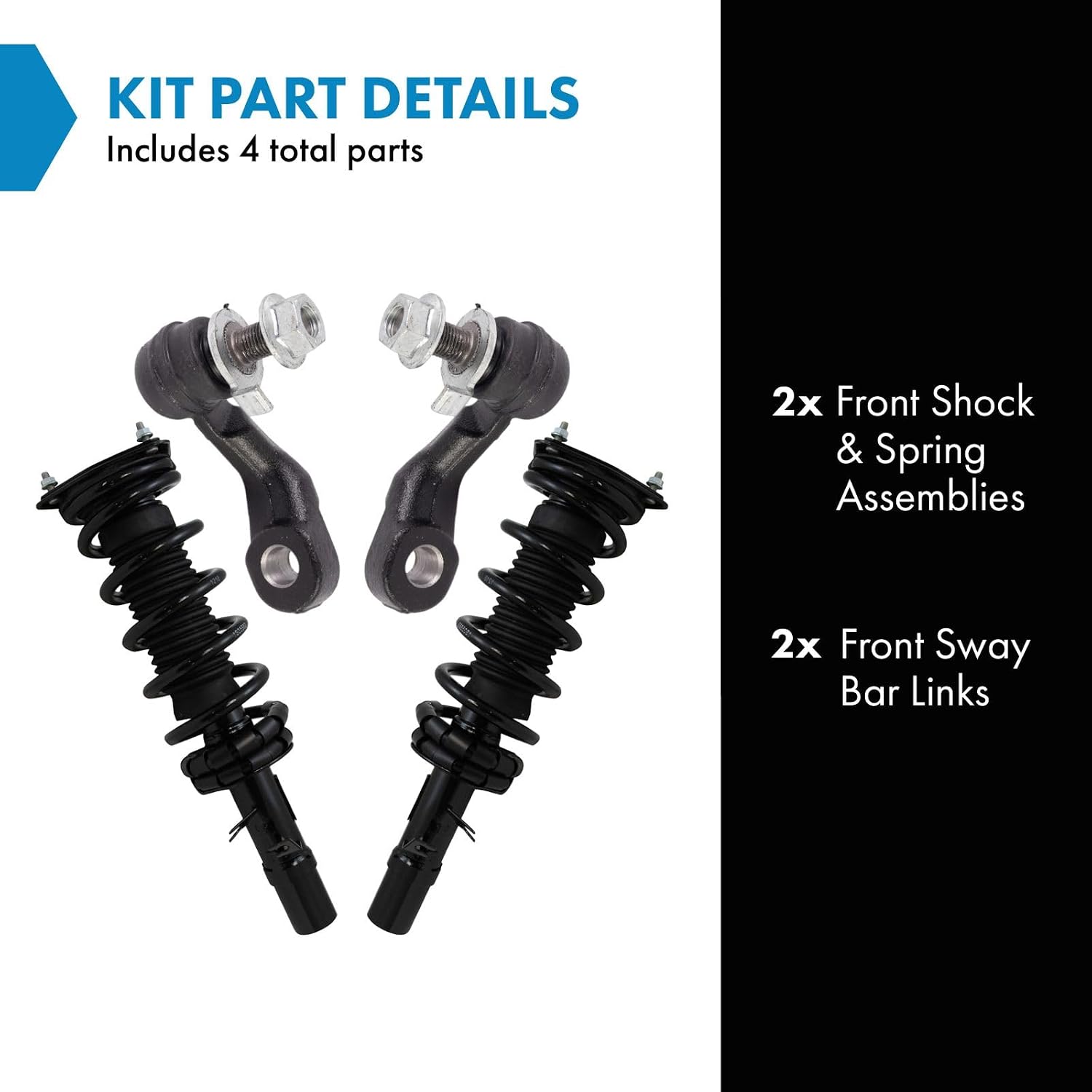 TRQ Front Suspension Kit Shock & Spring Strut Assembly Sway Bar Stabilizer Link Compatible with 2004-2006 INFINITI G35