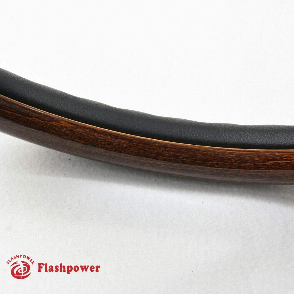 14'' Billet Full Wrap 9 Bolts Steering Wheel with 2'' Dish and Horn Button (Walnut Wood)