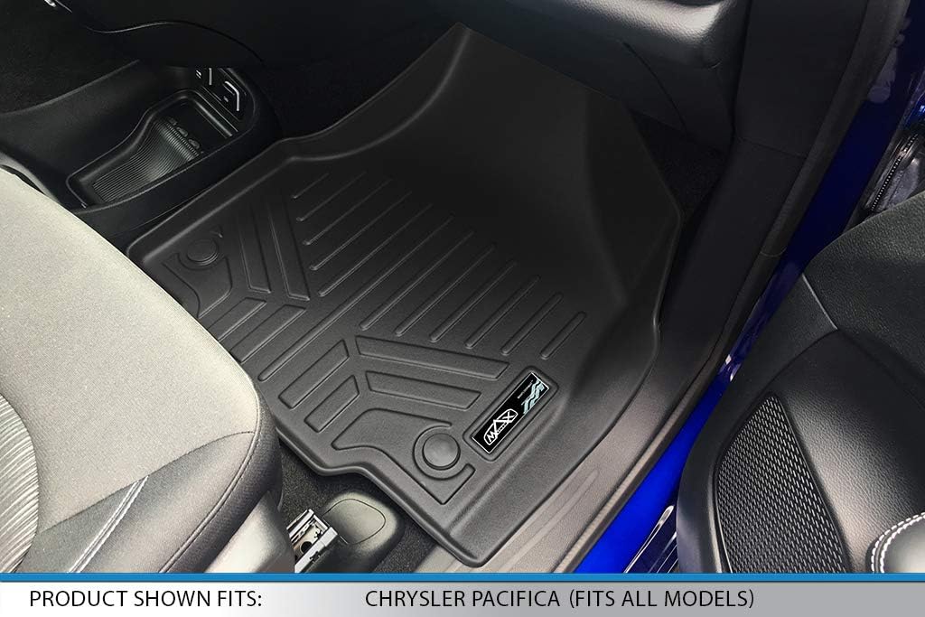 SMARTLINER Floor Mats 3 Rows and Cargo Liner Behind 3rd Row Set Compatible with 2017-2020 Chrysler Pacifica