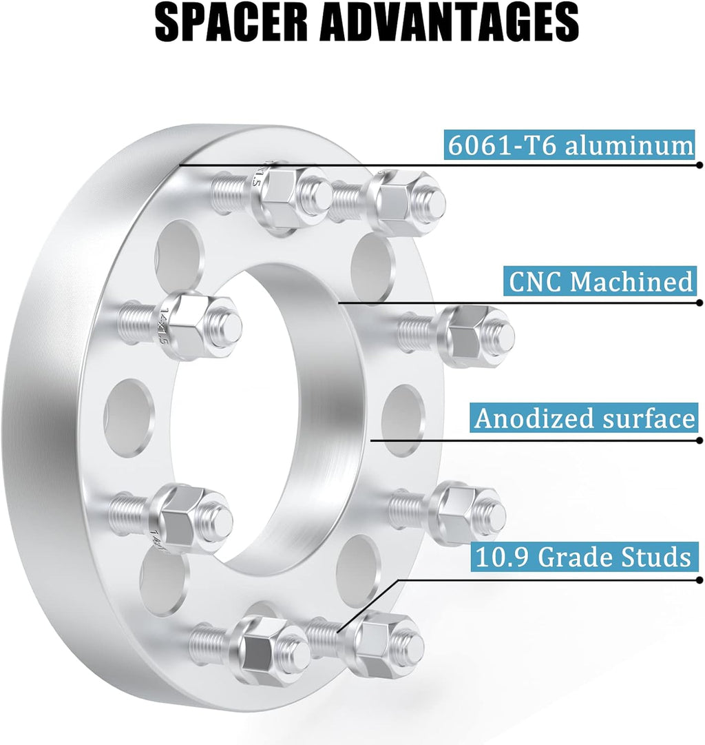 8x6.5 to 8x180 Wheel Spacers 1.5 inch (38mm) for 2001-2009 Chevy Silverado 1500 Suburban Express Avalanche GMC Sierra Savana Yukon 8x165.1 to 8x180 1.5inch Bore 117mm M14x1.5 Studs Wheel Adapter 4PCS