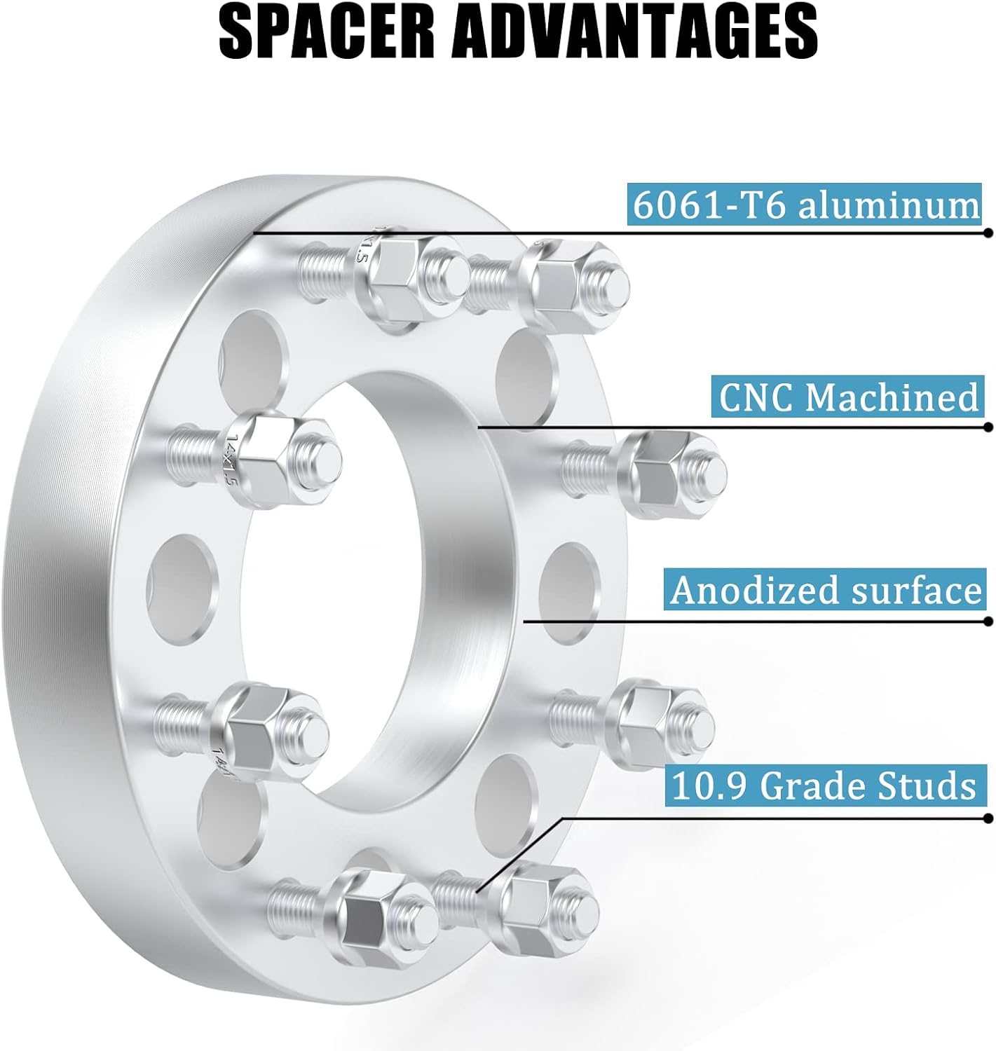 8x6.5 to 8x180 Wheel Spacers 1.5 inch (38mm) for 2001-2009 Chevy Silverado 1500 Suburban Express Avalanche GMC Sierra Savana Yukon 8x165.1 to 8x180 1.5inch Bore 117mm M14x1.5 Studs Wheel Adapter 4PCS