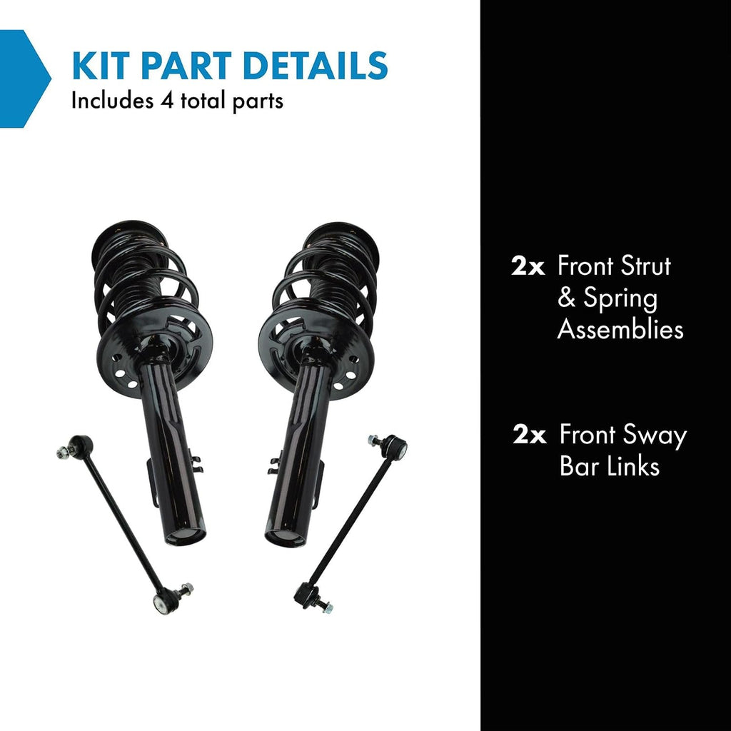 TRQ Front Suspension Kit Complete Strut & Coil Spring Assembly Sway Bar Stabilizer Link Compatible with 2008-2009 Ford Taurus X