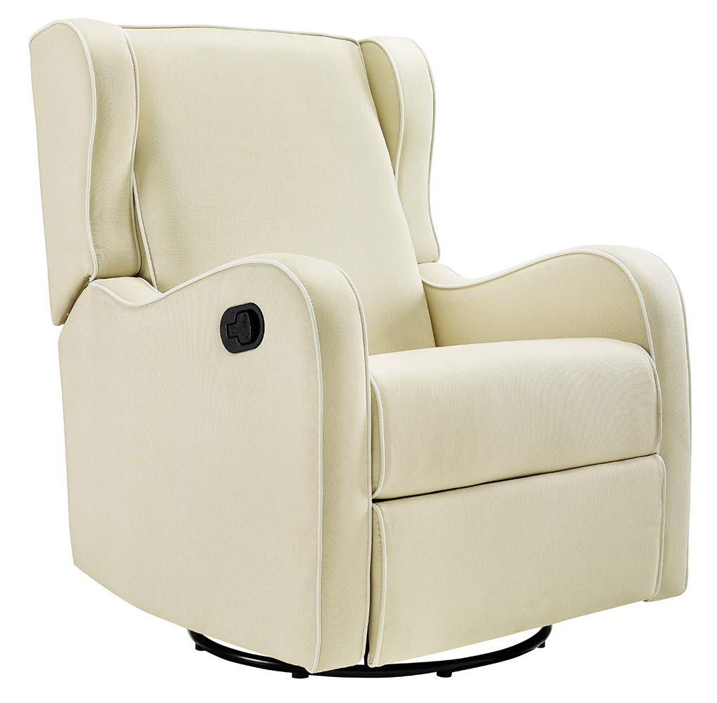 Angel Line Rebecca Upholstered Swivel Gliding Recliner,Metal, Beige/White