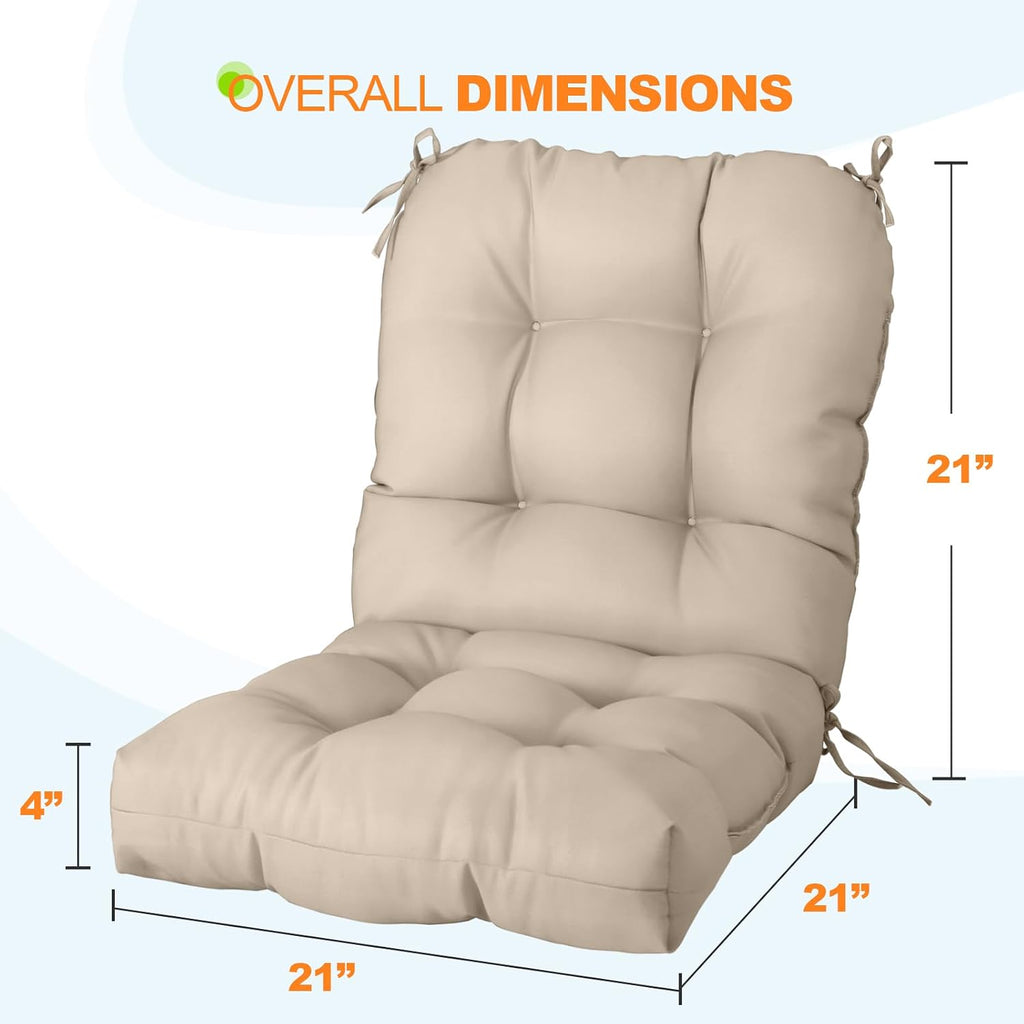 EAGLE PEAK Tufted Outdoor/Indoor Seat/Back Chair Cushions, 2 Pack, 42'' x 21'', Beige