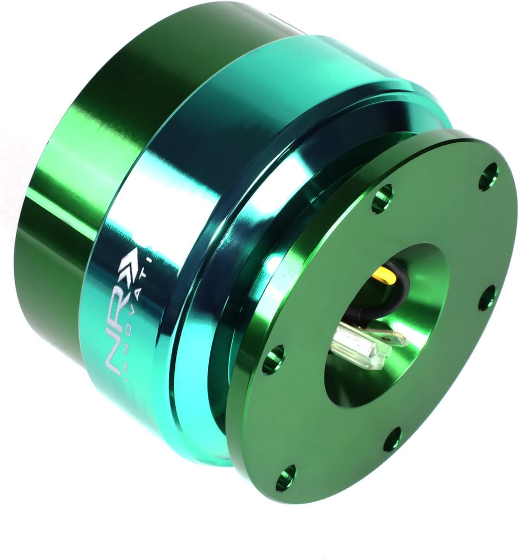 NRG Innovations Gen 2.0 Steering Wheel Quick Release Adapter 6-HOLE with Mounting Bolts, (Green Body/Green Ring) 6-Hole Design, NRG-SRK-200GNGN