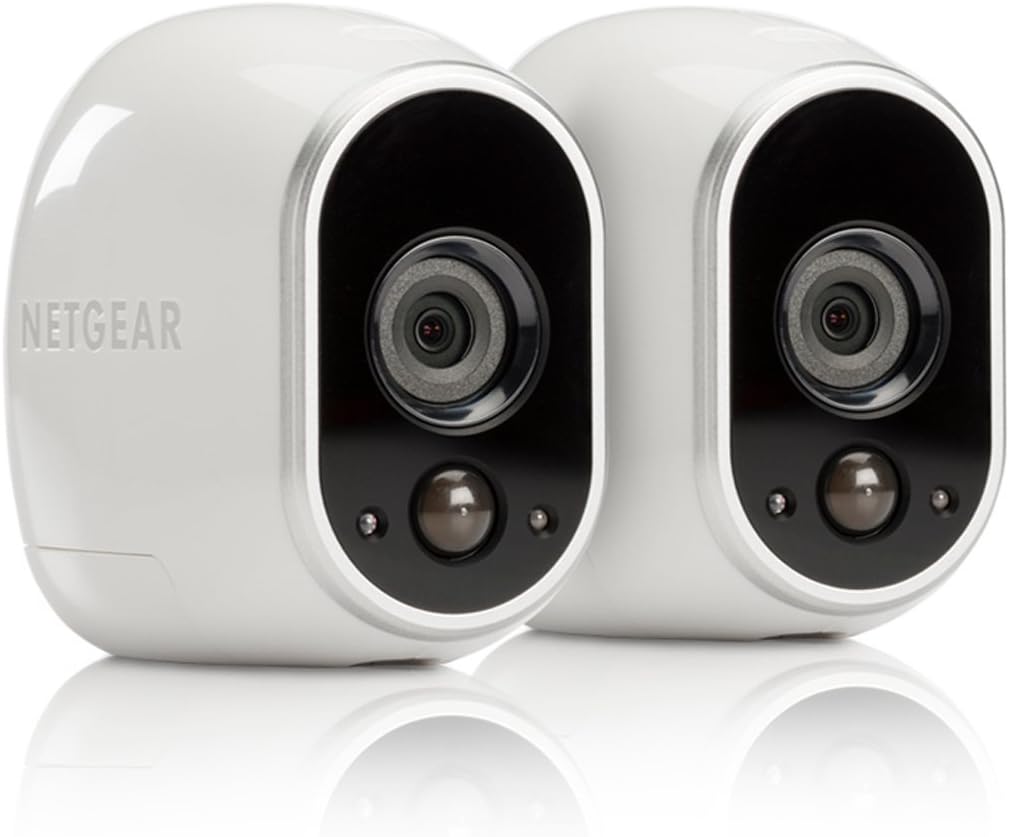 Arlo - Wireless Home Security Cameras with Motion Detection | Night vision, Indoor/Outdoor, HD Video, Wall Mount | Cloud Storage Included | 2 cameras - Eco Packaging (VMS3230B)
