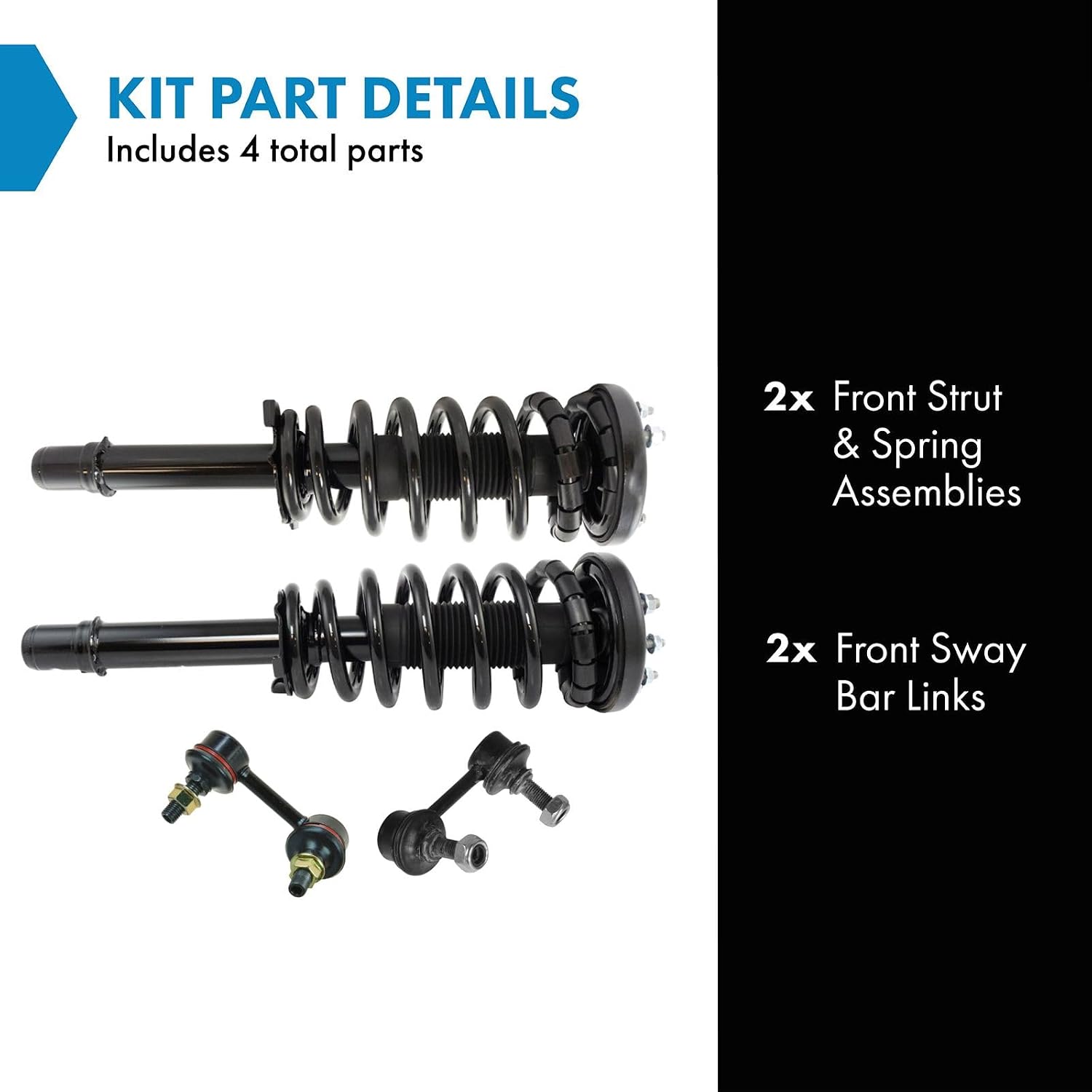 TRQ Front Suspension Kit Complete Strut & Coil Spring Assembly Sway Bar Stabilizer Link Compatible with 1999-2003 Acura TL