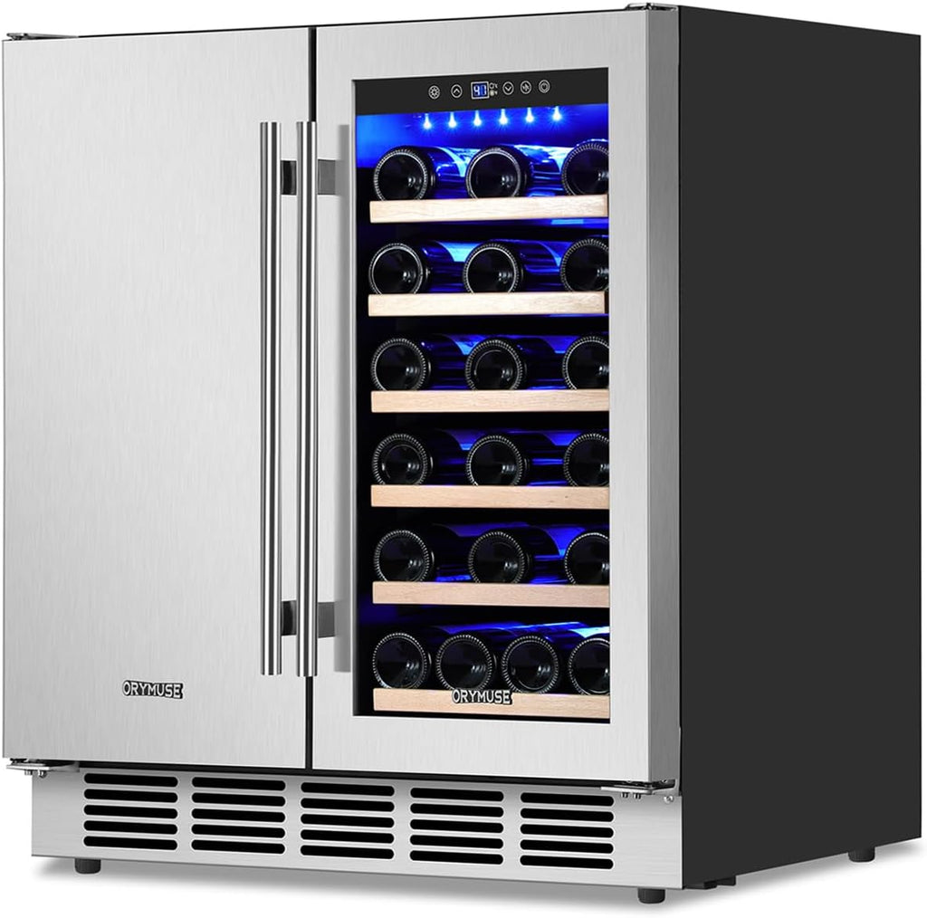 ORYMUSE 30' Stainless Steel Wine & Beverage Refrigerator - Dual Zone, Built-in/Freestanding with Upgraded Cooling - 30 Bottles & 110 Cans Capacity