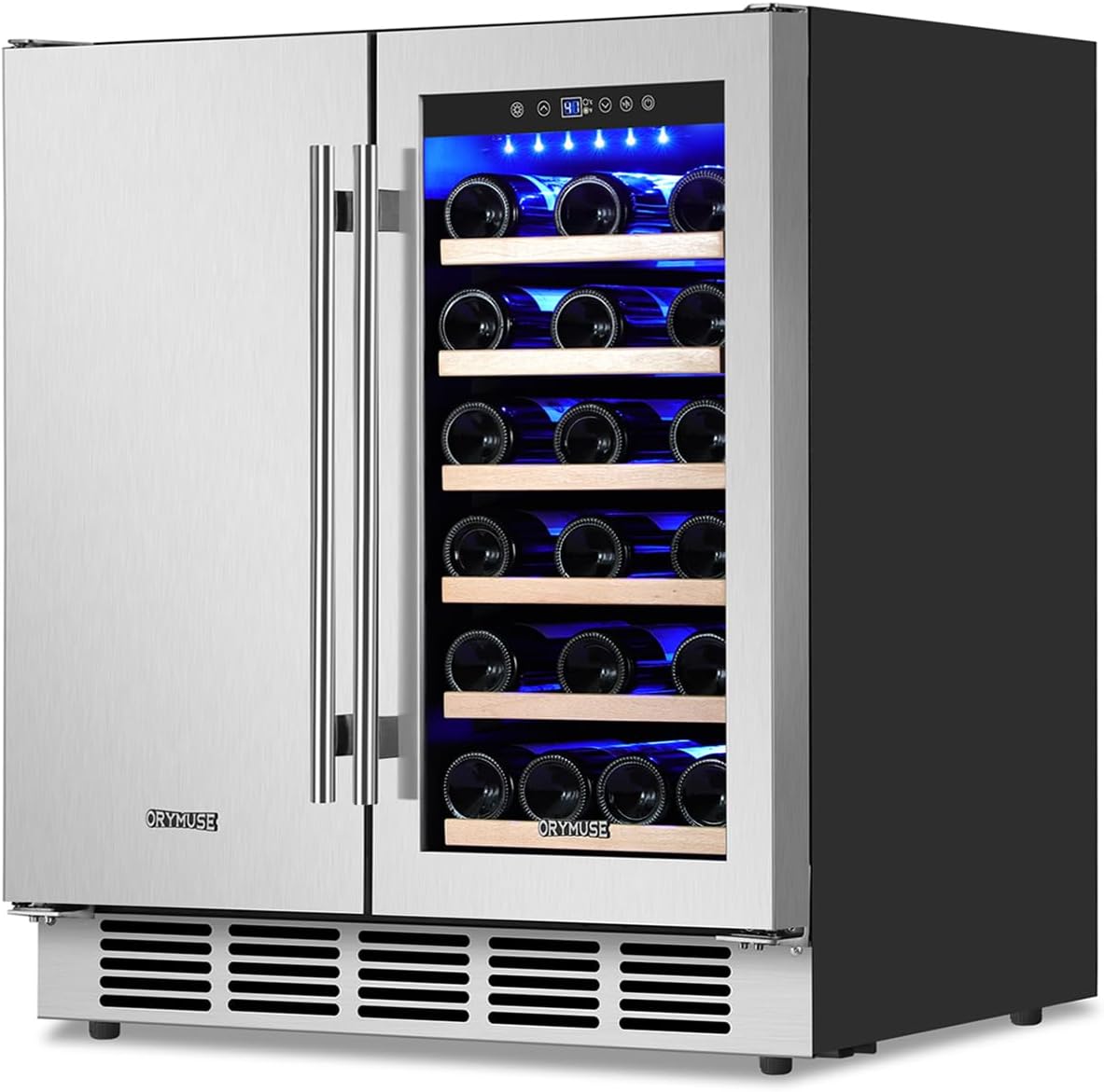 ORYMUSE 30' Stainless Steel Wine & Beverage Refrigerator - Dual Zone, Built-in/Freestanding with Upgraded Cooling - 30 Bottles & 110 Cans Capacity