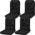 Drydiet 4 Set Outdoor High Back Chair Cushions 47 x 20 Inch Rocking Chair Cushions Waterproof Fade Resistant Comfort Replacement Seat Pads with Ties for Patio Lawn Yard Porch Home Office(Black)