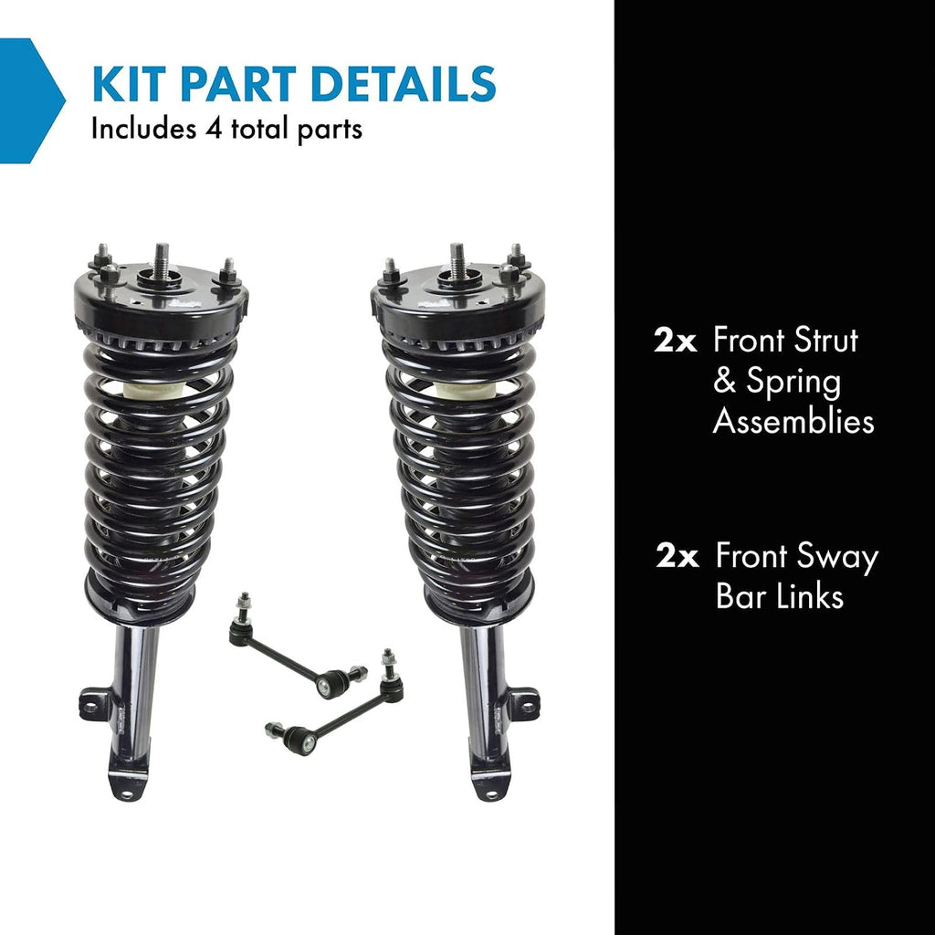TRQ Front Suspension Kit Complete Strut & Coil Spring Assembly Sway Bar Stabilizer Link Compatible with 2005-2010 Chrysler 300 2006-2010 Dodge Charger 2005-2008 Magnum