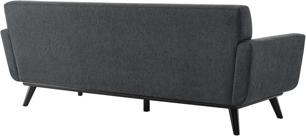 Modway Engage Mid-Century Modern Herringbone Fabric Sofa in Charcoal