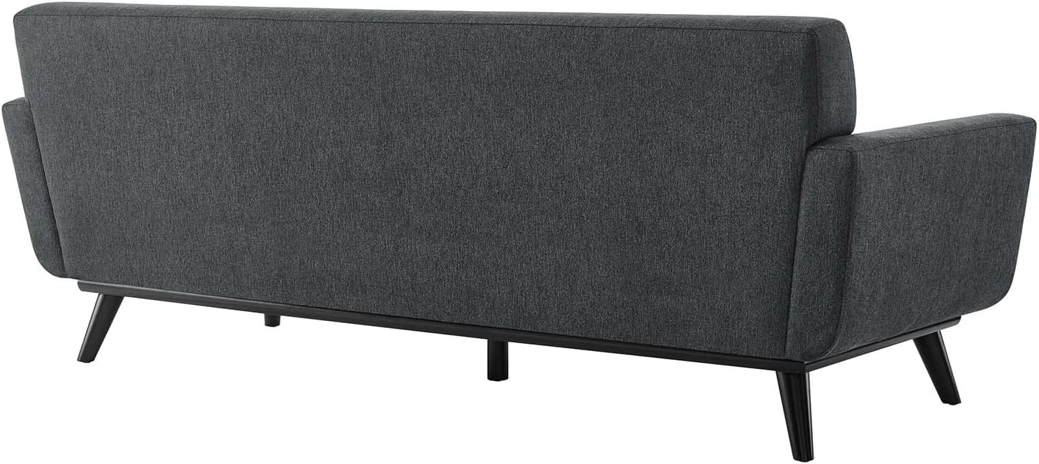 Modway Engage Mid-Century Modern Herringbone Fabric Sofa in Charcoal