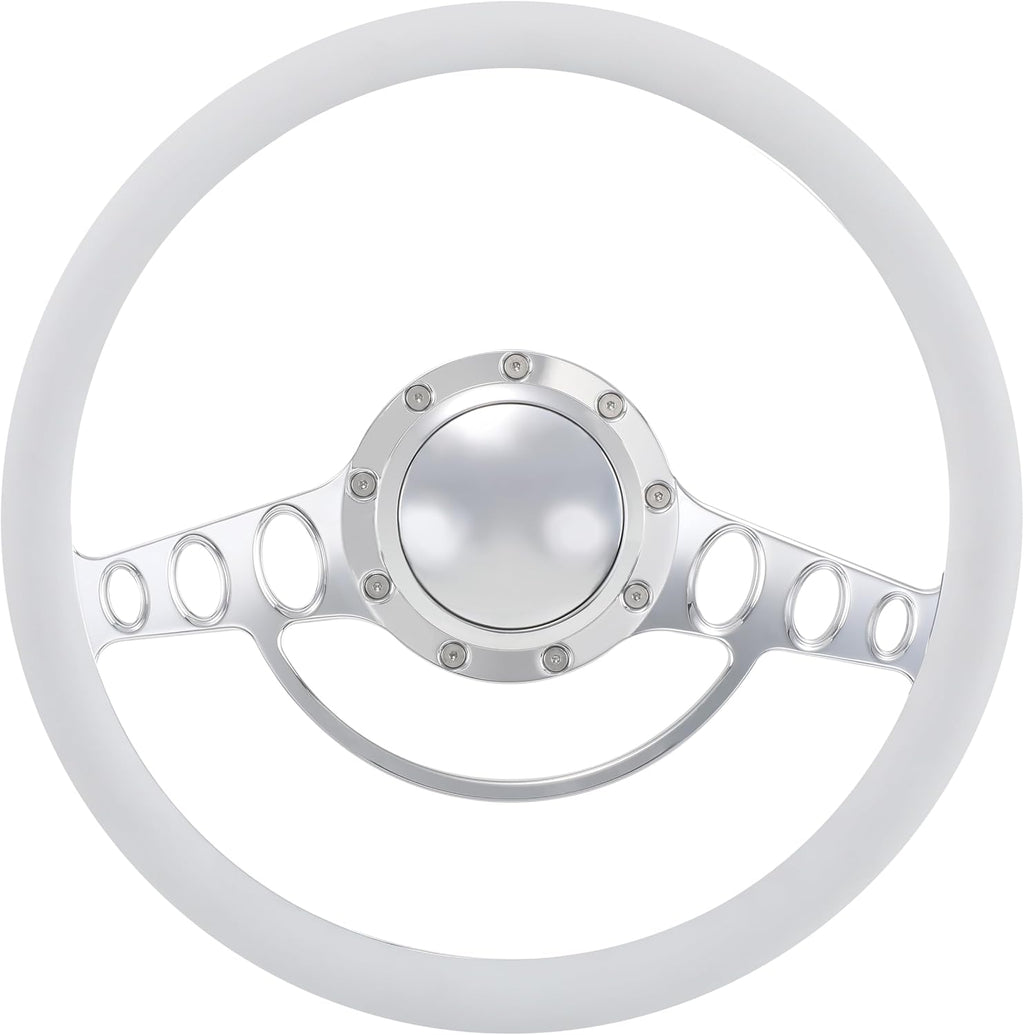 15.5' Billet Steering Wheel with Half Wrap and Horn Button-White