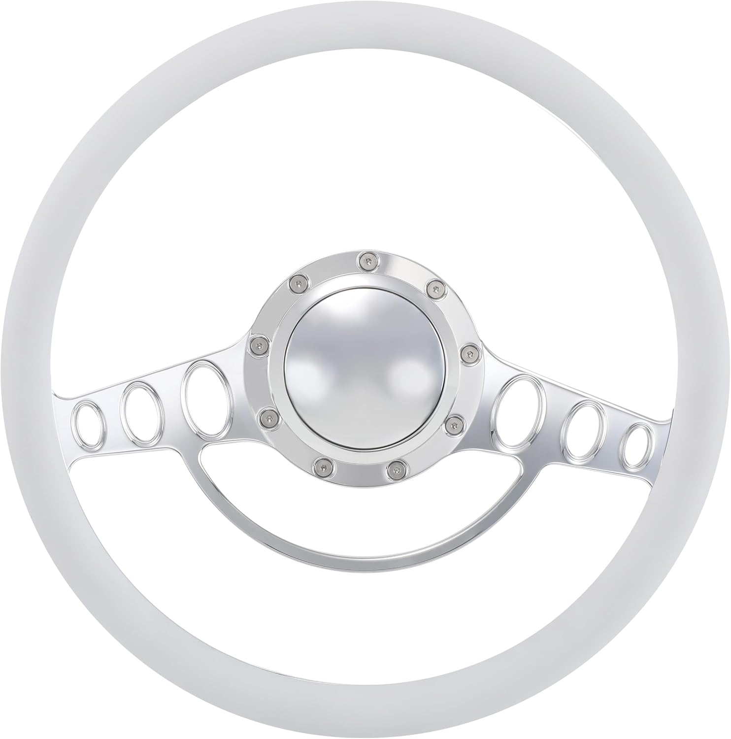 15.5' Billet Steering Wheel with Half Wrap and Horn Button-White