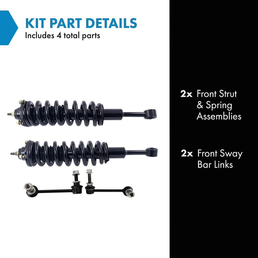 TRQ Front Suspension Kit Compatible with Front 2003-2023 Toyota 4Runner 2007-2014 FJ Cruiser