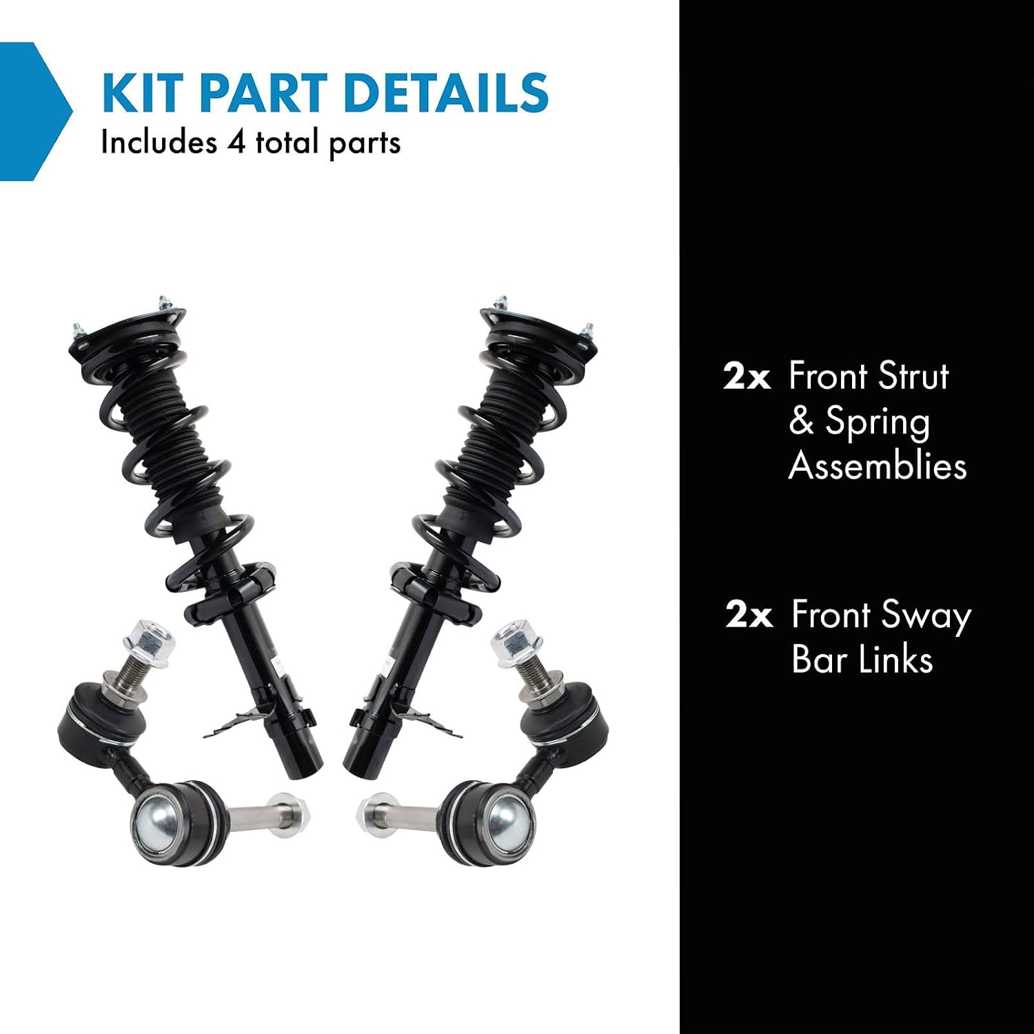 TRQ Front Suspension Kit Complete Strut & Coil Spring Assembly Sway Bar Stabilizer Link Compatible with 2014-2017 Infiniti QX70