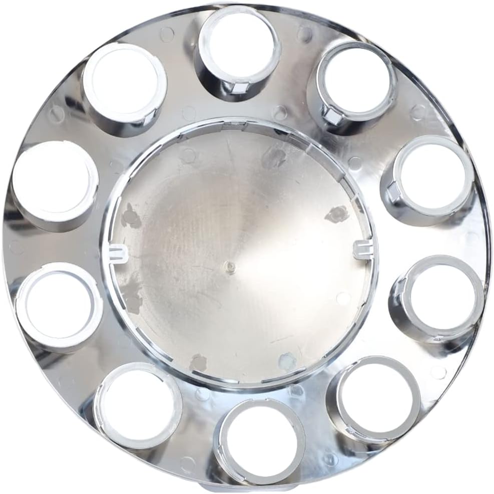 ABS Plastic Chromed Hubcaps Front and Rear Wheel Axle Cover Set with 33mm Thread-On Lug Nut Covers for Semi Trucks (Pointed)
