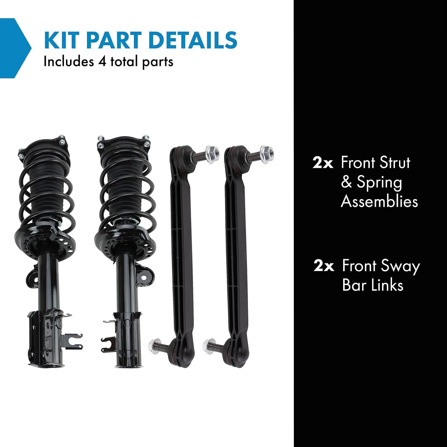 TRQ Front Suspension Kit 4 Piece for Jeep | for 2015-2021 Jeep Renegade FWD To 7/31/20 Production Date