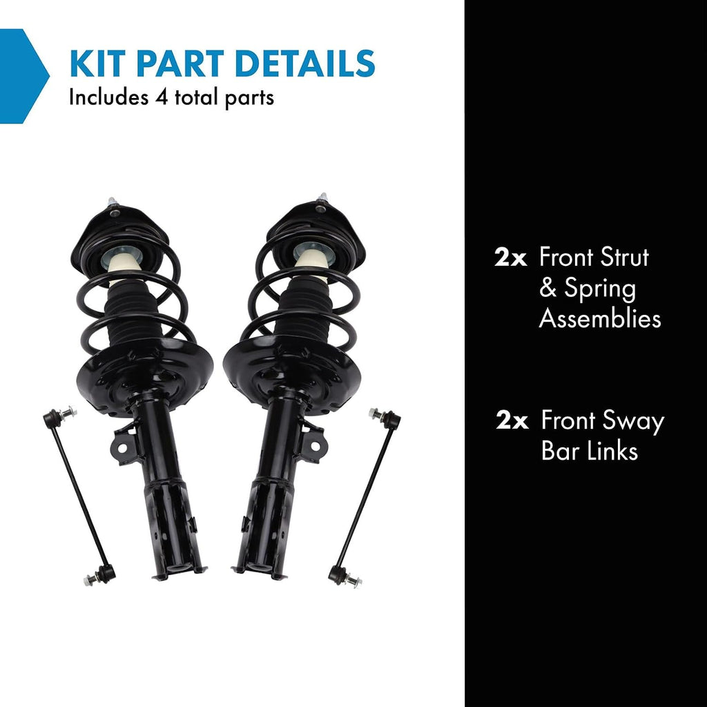 TRQ Front Suspension Kit Complete Strut & Coil Spring Assembly Sway Bar Stabilizer Link Compatible with 2019-2022 Toyota Corolla