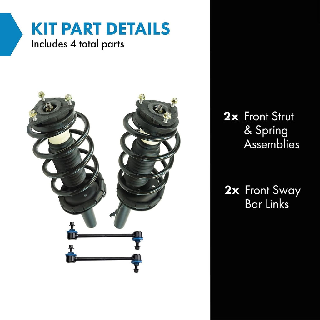 TRQ Front Suspension Kit Complete Strut & Coil Spring Assembly Sway Bar Stabilizer Link Compatible with 2010-2013 Ford Transit Connect