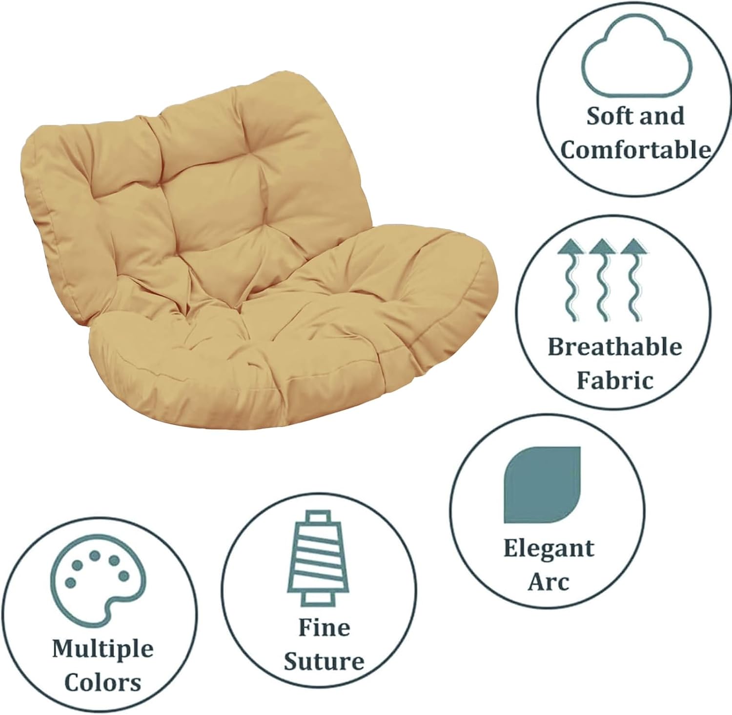 Papasan Rocking Chair Cushion, Royal Chair Cushion, Thicken Patio Rocking Egg Chair Cushion, Extra Large Hammock Chairs Cushions for Garden Lawn Balcony(Only Cushion)