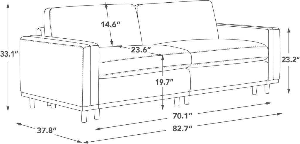 CHITA Super Large Luxury Loveseat Sectional Modular Sofa, Down Filled Modern Sofa, Deep Seat Comfty Cloud Couch, 83 inch Width, 2 Seat Couch, Solid Wood Leg, Linen