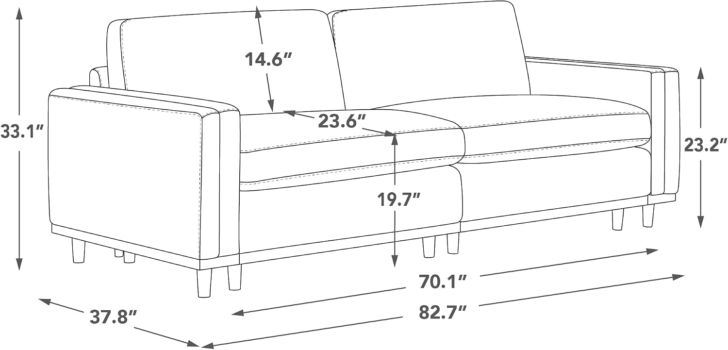 CHITA Super Large Luxury Loveseat Sectional Modular Sofa, Down Filled Modern Sofa, Deep Seat Comfty Cloud Couch, 83 inch Width, 2 Seat Couch, Solid Wood Leg, Linen