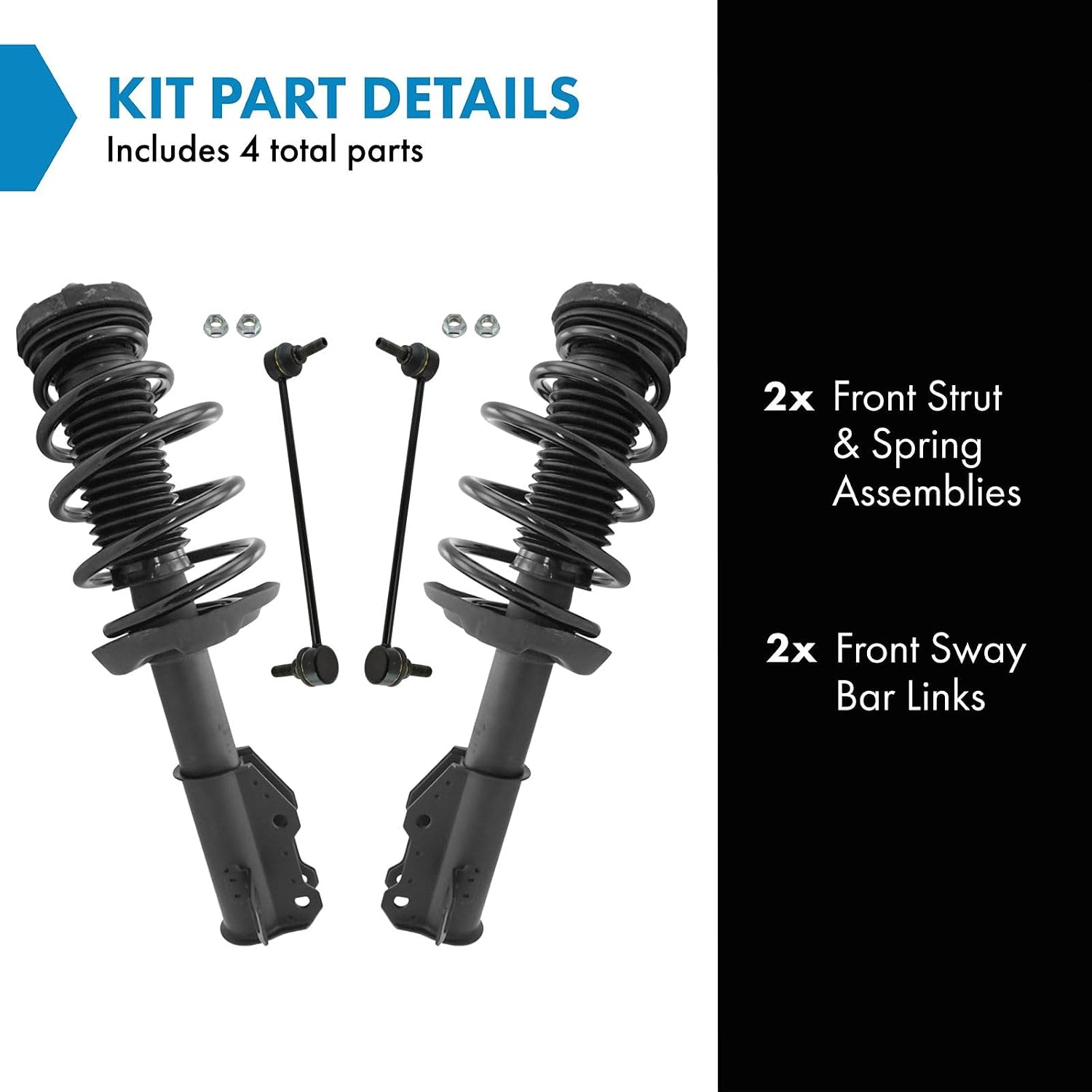 TRQ Front Suspension Kit Complete Strut & Coil Spring Assembly Sway Bar Stabilizer Link Compatible with 2010-2012 Buick LaCrosse