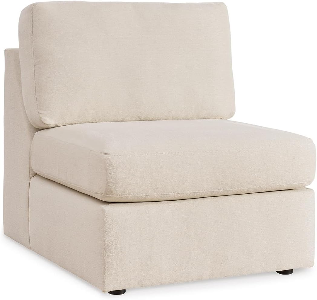 Signature Design by Ashley Modmax Stain Resistant Minimalist Modular Anti Sag Right-Arm Facing 4-Piece Sectional with Chaise, Loose Reversible Cushions and 2 Accent Pillows, White