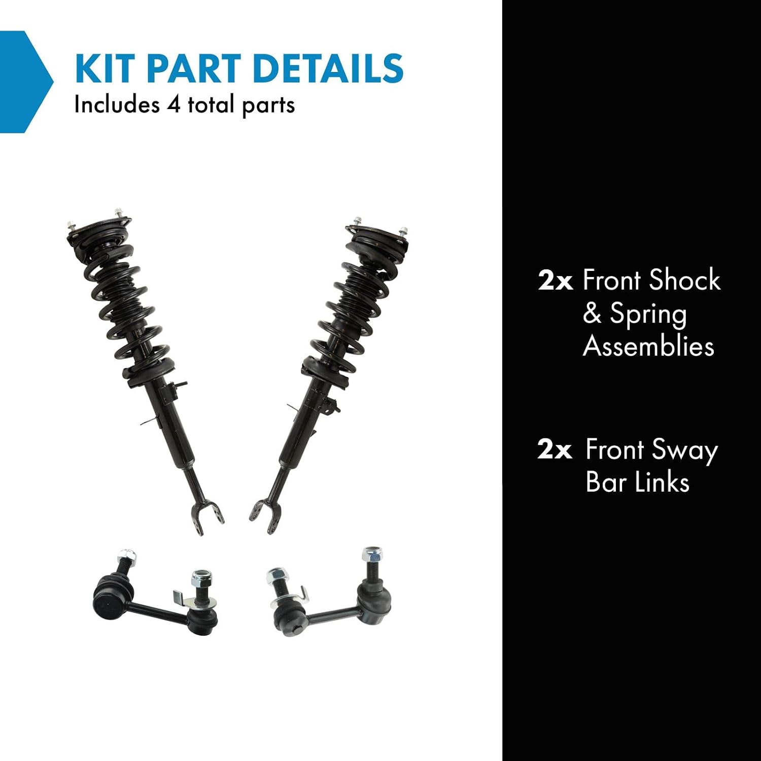 TRQ Front Suspension Kit Shock & Spring Strut Assembly Sway Bar Stabilizer Link Compatible with 2003-2007 Infiniti G35