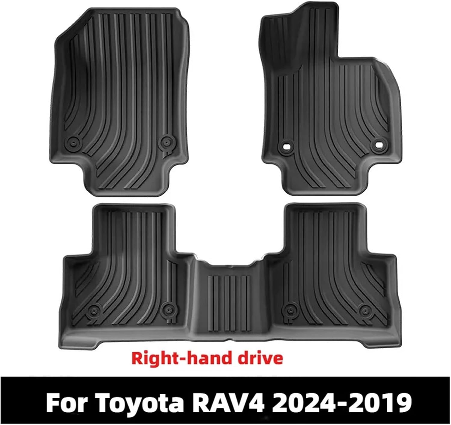 Car Floor Mats Compatible with Toyota RAV4 2024-2019 Right-Hand Drive Cargo Liner Trunk Pad TPE 3D Foot Mat(Red)