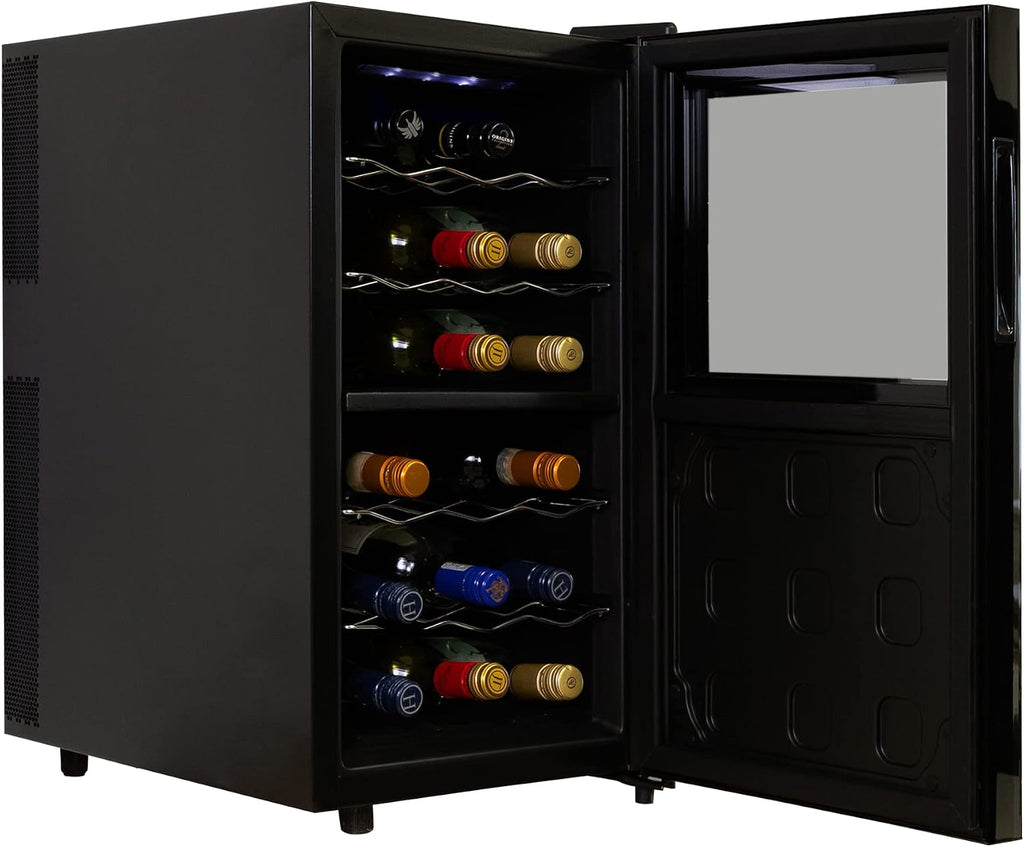 Koolatron 18 Bottle Dual Zone Wine Cooler, Black Thermoelectric Wine Fridge, 1.7 cu. ft (48L), Freestanding Wine Cellar, Red, White, Sparkling Wine Storage for Home Bar, Kitchen, Apartment, Condo