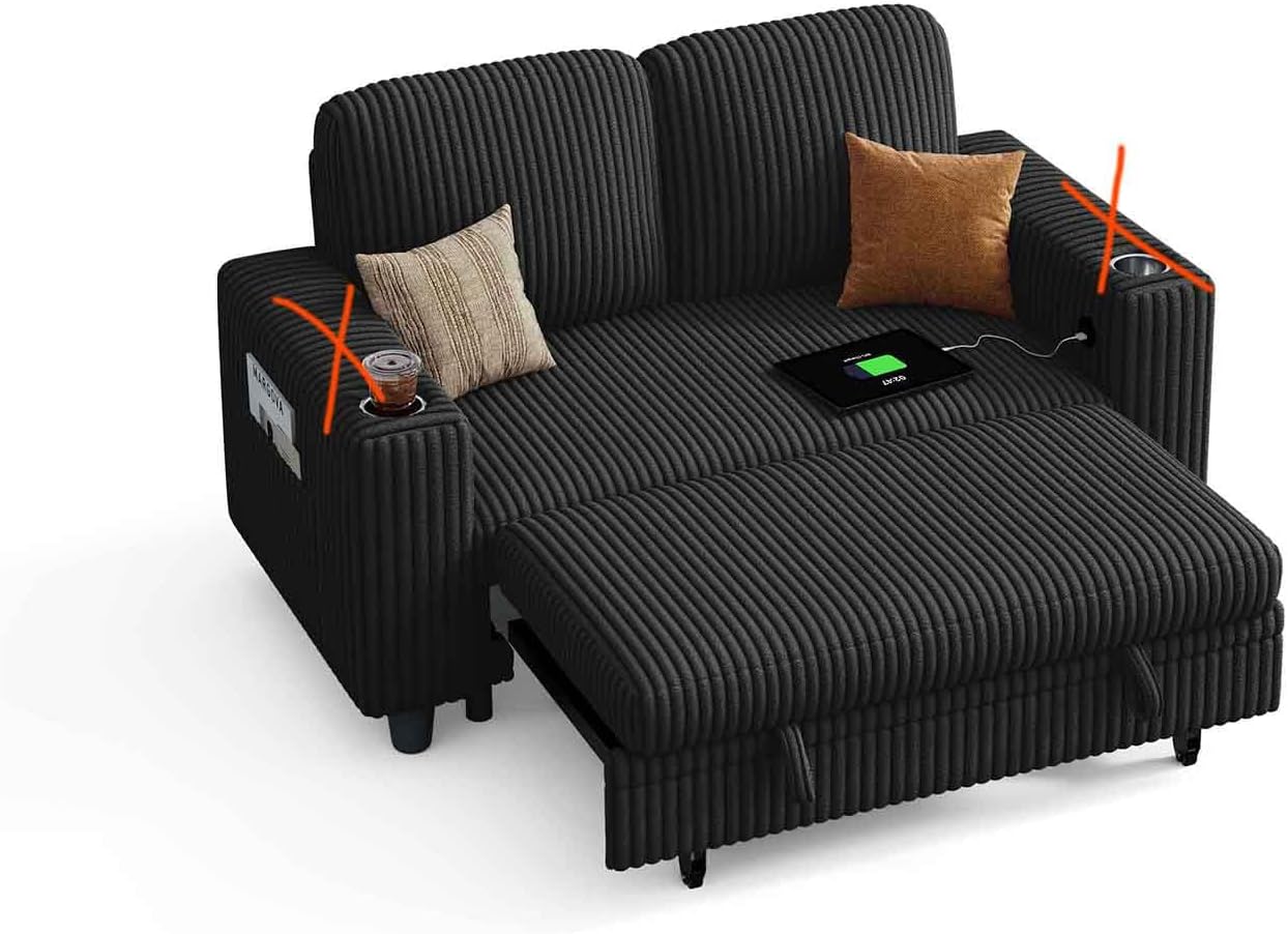 LINSY HOME Modular Sectional Sofa Module (Black, Pull Out Couch)