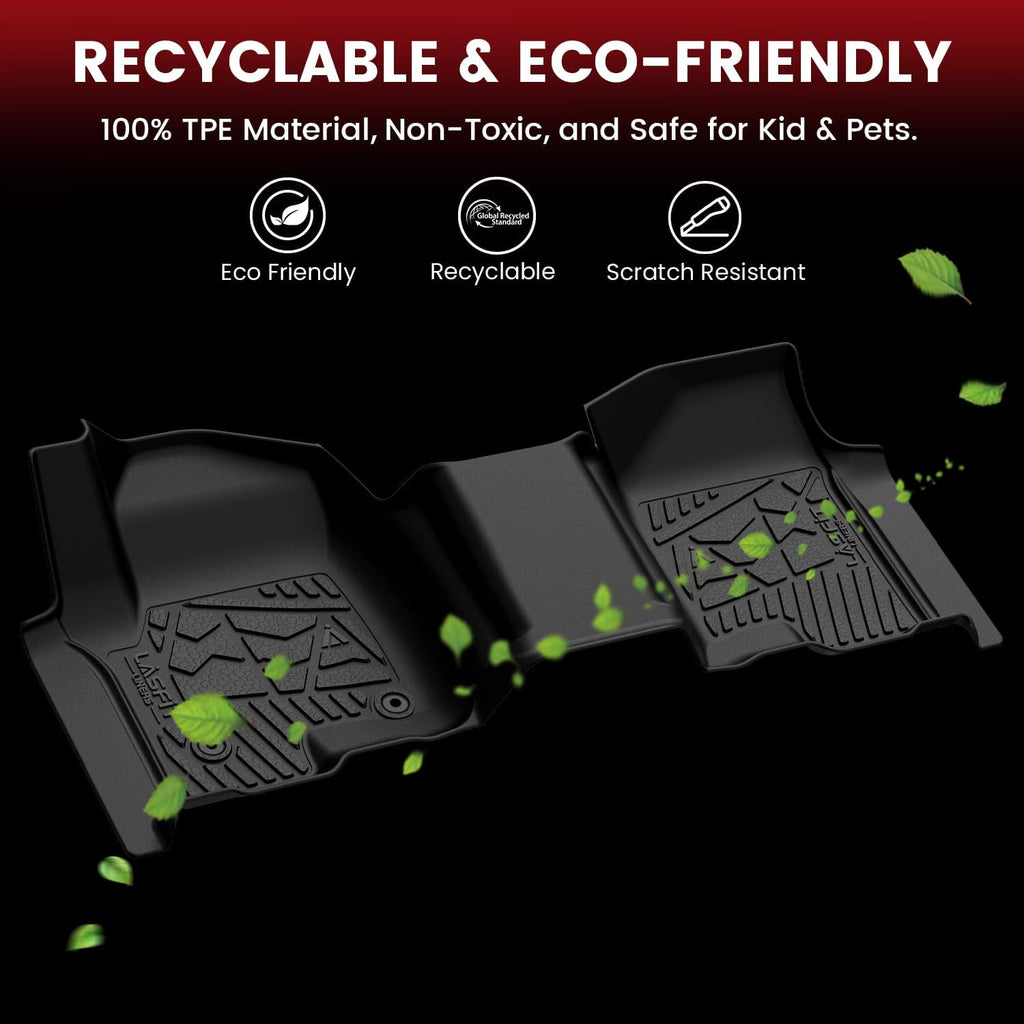 LASFIT Floor Mats 2014-2018 for Chevy Silverado/GMC Sierra 1500, 2015-2019 2500HD 3500 HD (Double Cab, Bench Seat Only) All Weather TPE Custom Fit Car Floor Liners, with Carpet Floor Only