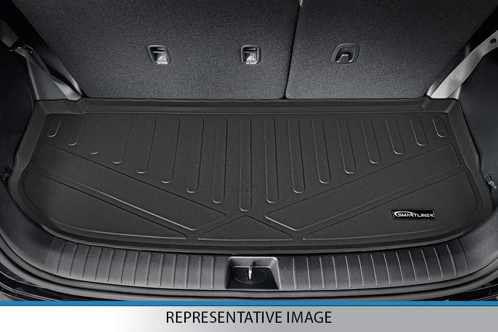 SMARTLINER Floor Mats 3 Rows and Cargo Liner Behind 3rd Row Set Compatible with 2017-2020 Chrysler Pacifica