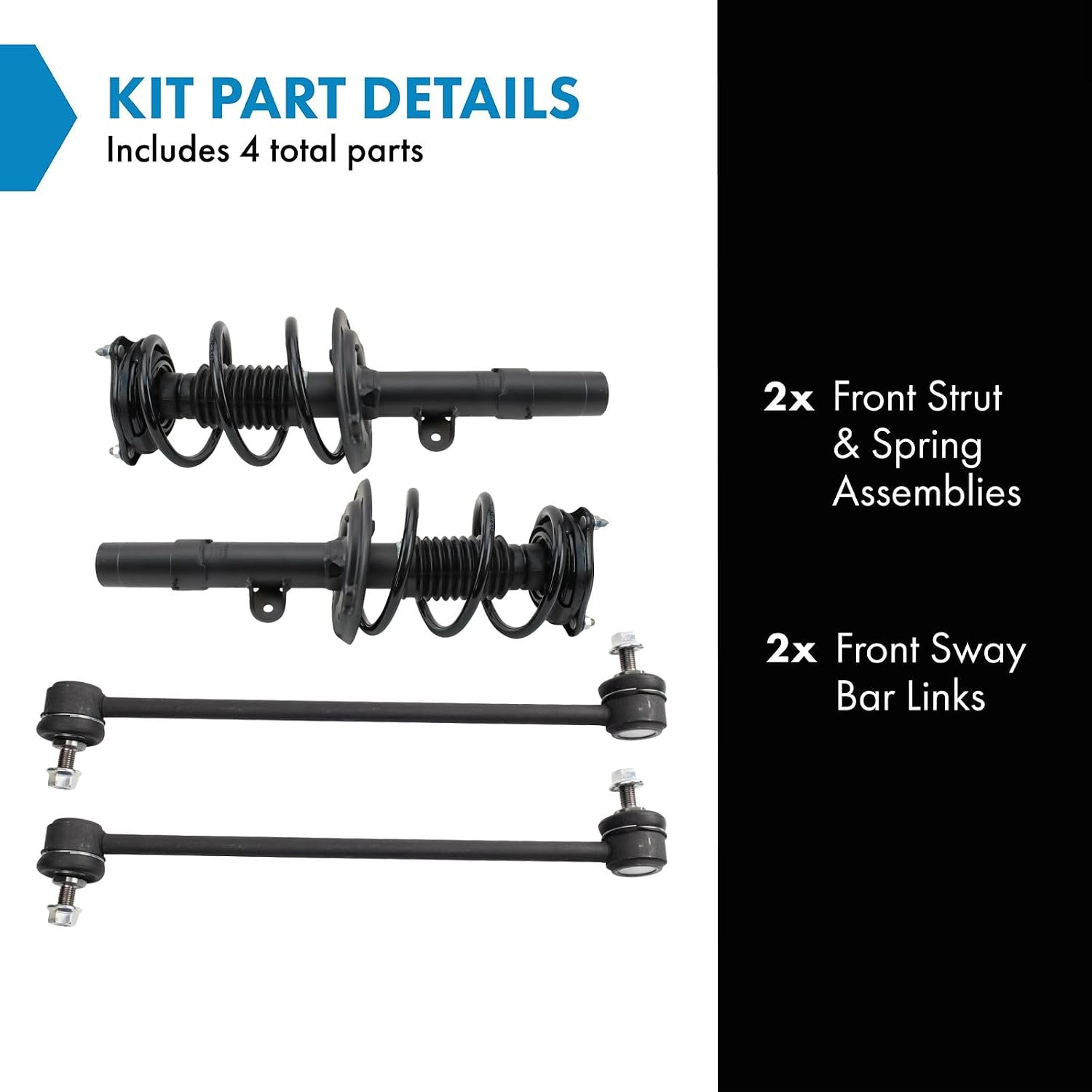 TRQ Front Suspension Kit Complete Strut & Coil Spring Assembly Sway Bar Stabilizer Link Compatible with 2018-2021 Honda Accord EX EX-L LX