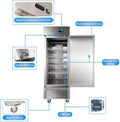 JINSONG 27' Commercial Refrigerator, 23 Cu.Ft Reach-in Stainless Steel Fridge with Single Solid Door for Restaurant, Bar, Shop, or Home Use