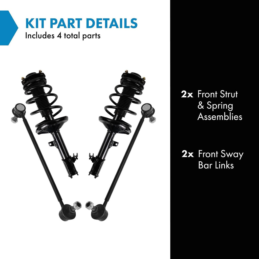TRQ Front Suspension Kit Complete Strut & Coil Spring Assembly Sway Bar Stabilizer Link Compatible with 1999-2003 Lexus RX300