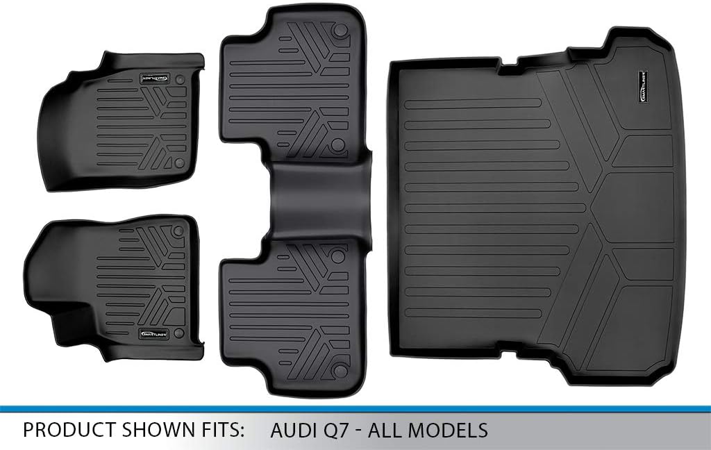 MAXLINER Custom Fit Floor Mats 2 Rows and Cargo Liner Behind 2nd Row Set Compatible with 2017-2025 Audi Q7 / SQ7