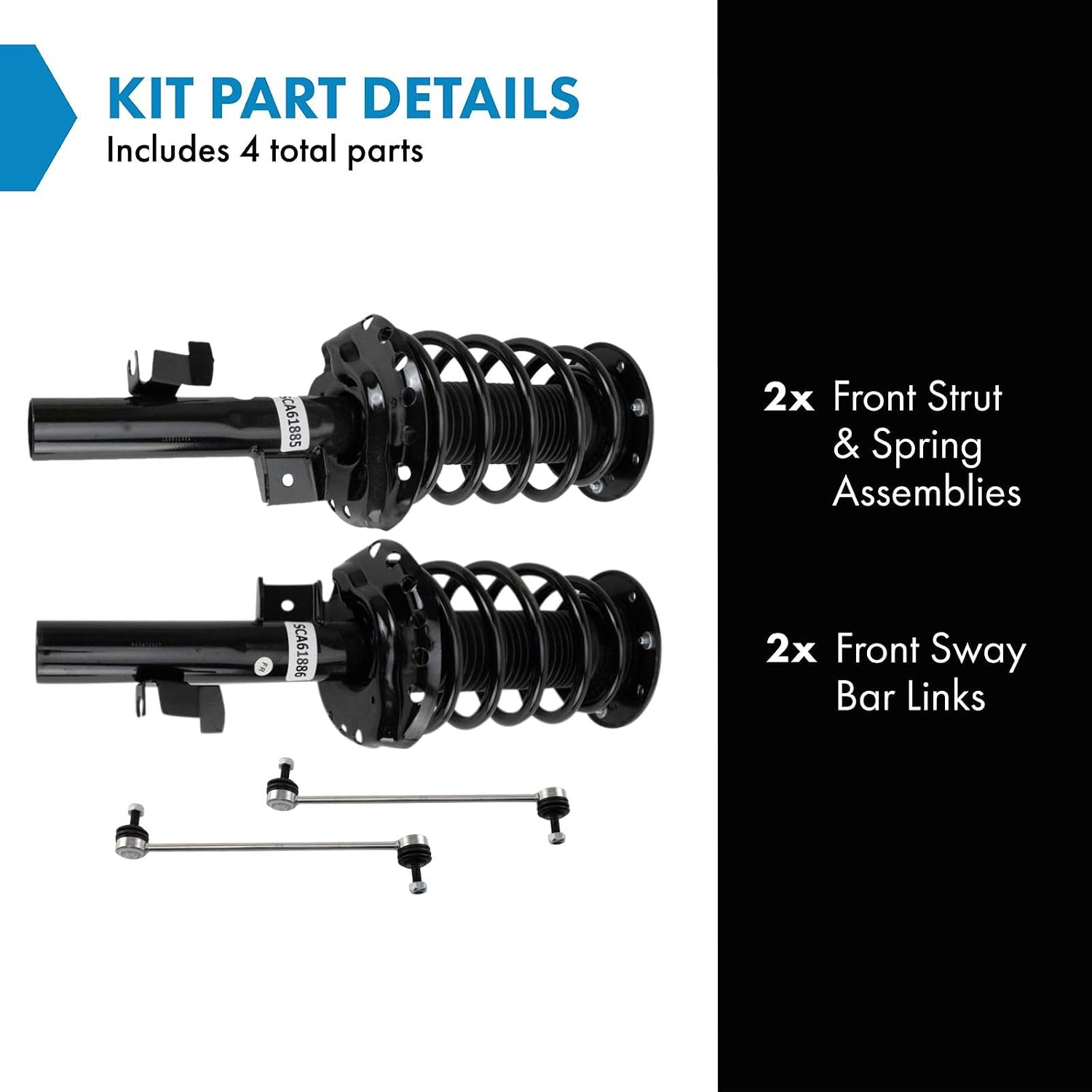 TRQ Front Suspension Kit Complete Strut & Coil Spring Assembly Sway Bar Stabilizer Link Compatible with 2010-2016 Volvo XC60